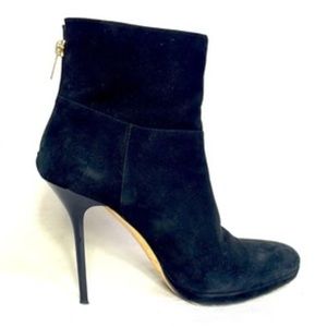 JIMMY CHOO “247Action” Black Calf Suede Ankle Boots Size 38 (US 8)